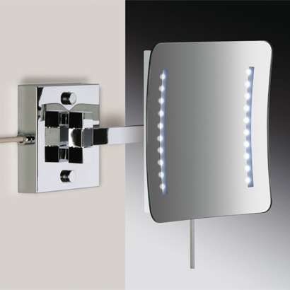 Makeup Mirror, Windisch 99877/2/D, Wall Mounted 3x Brass LED Magnifying Mirror 99877/2/D