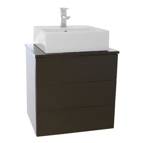 24 Inch Wenge Vessel Sink Bathroom Vanity, Wall Mounted
